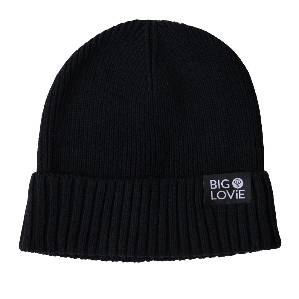 BIG LOViE Badass Cotton Cashmere Beanie Black Logo Label