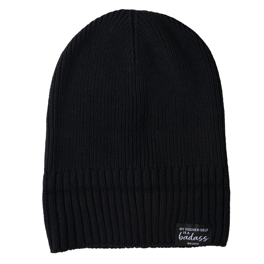 BIG LOViE Badass Cotton Cashmere Beanie Black Message Label