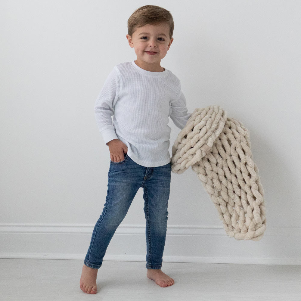 INFINITE CHUNKY KNIT BLANKET | MINKY | CUDDLE - SAND