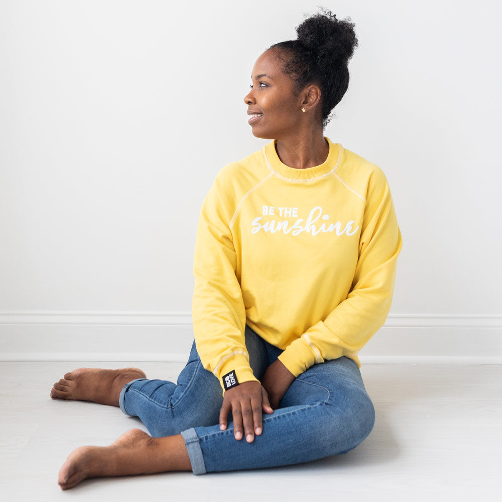 Be the Sunshine Crewneck Sweatshirt in Beach Ball Yellow - BIG LOViE