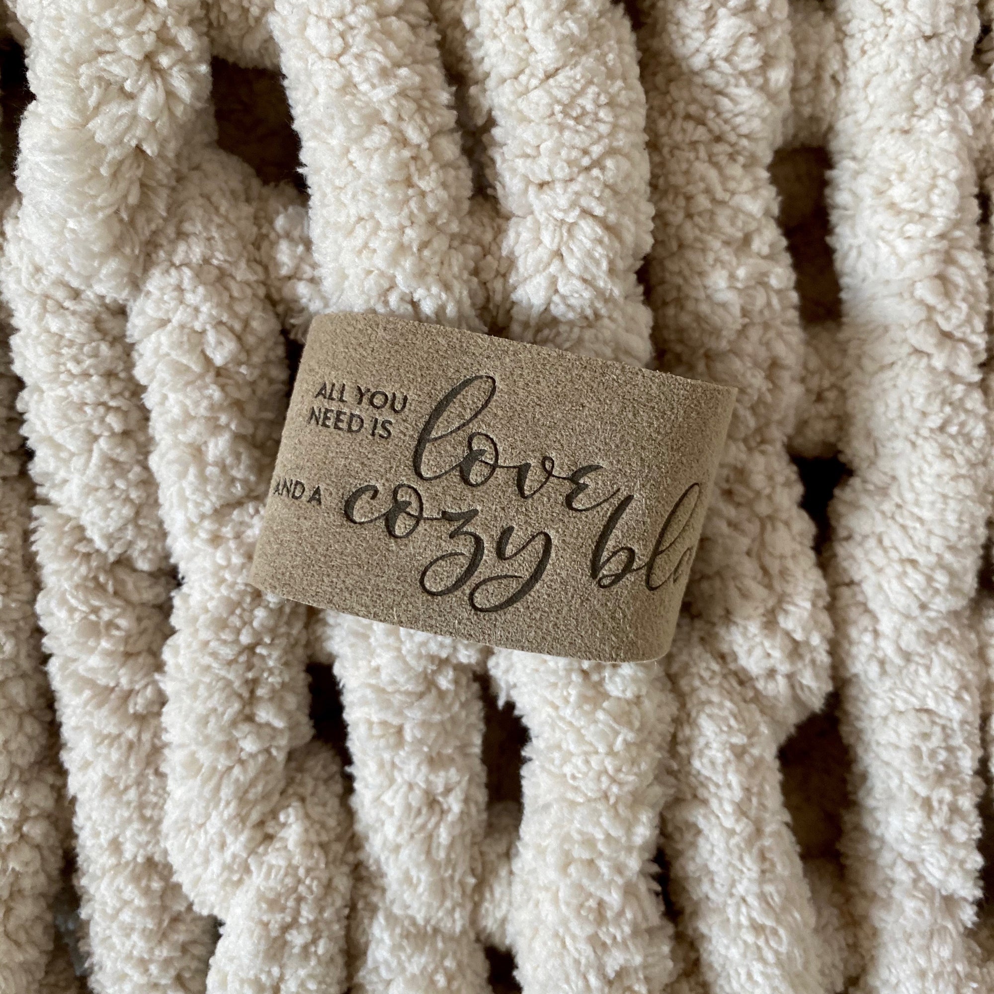 "All you need is love and a cozy blanket." LoveSnap on Infinite Love Blanket in Oat