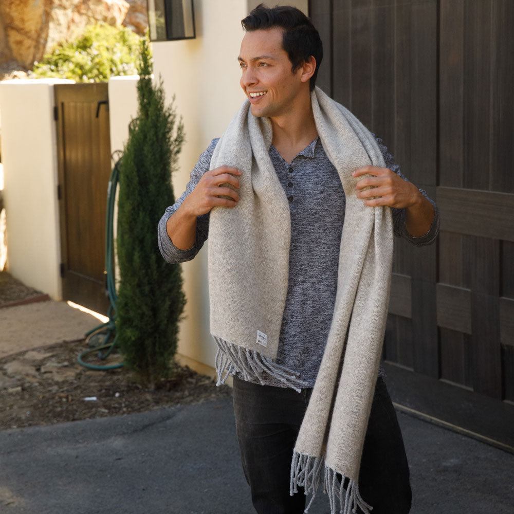 WONDER SCARF | LIGHT OATMEAL + PALE BLUE